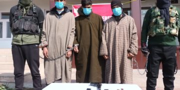 کولگام میں حزب ملی ٹنٹوں کے3معاونین گرفتار