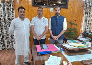 ڈی ڈی سی ممبر آری پل و اپنی پارٹی صوبائی سیکٹری یوتھ ونگ منظورگنائی ڈپٹی کمشنر پلوامہ ملاقی۔