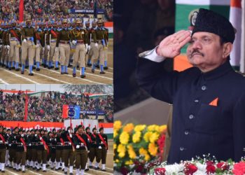 مشیر راجیو رائے بھٹناگر نے یوم جمہوریہ کے موقعہ پر بخشی سٹیڈیم سری نگر میں قومی پرچم لہرایا