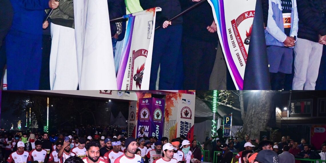 وزیراعلیٰ عمر عبداللہ، اداکار سنیل شیٹی نے کشمیر میراتھن 2.0کو جھنڈی دکھا کر روانہ کیا